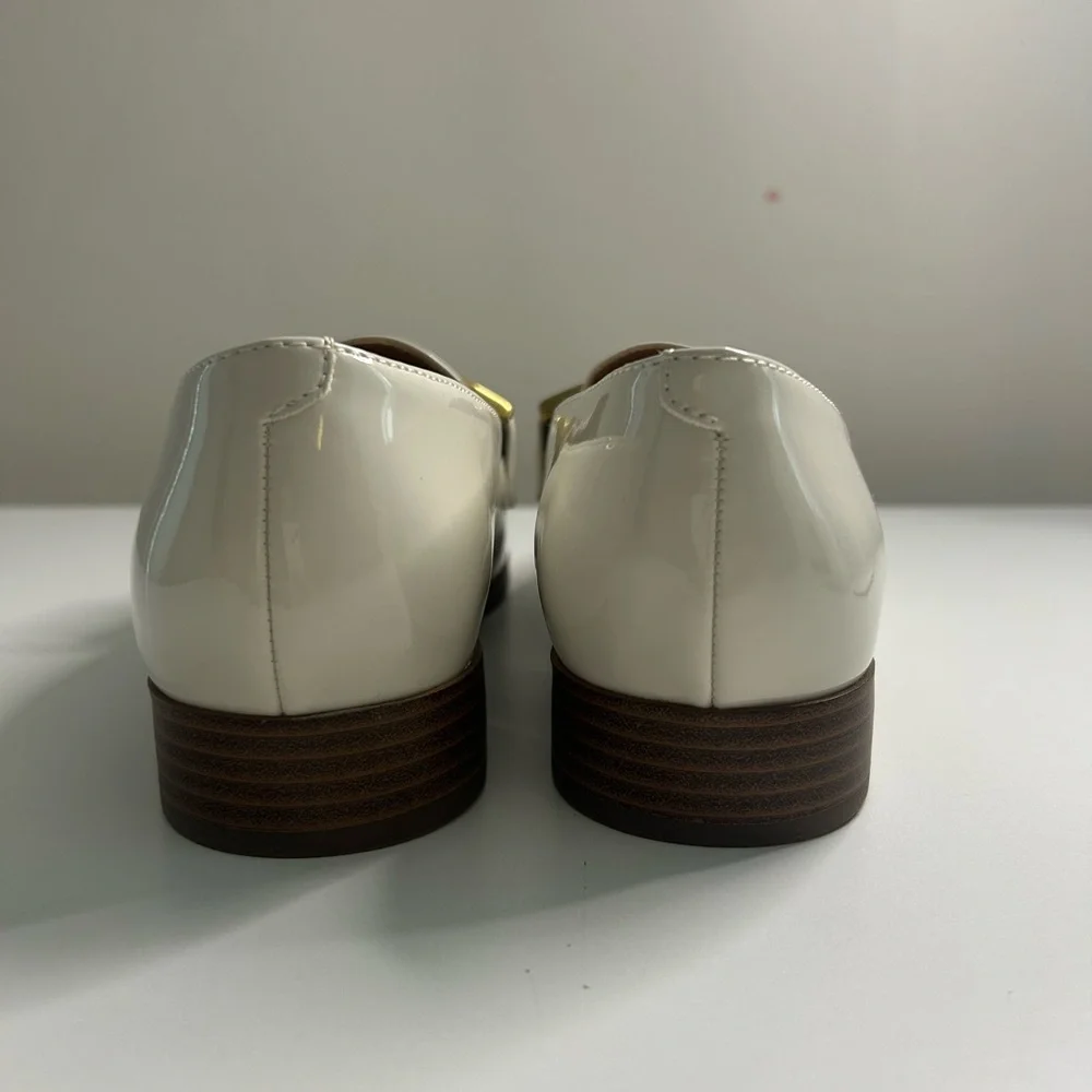 Nine West Women's White Loafers with Gold Accent - Picture 4 of 5